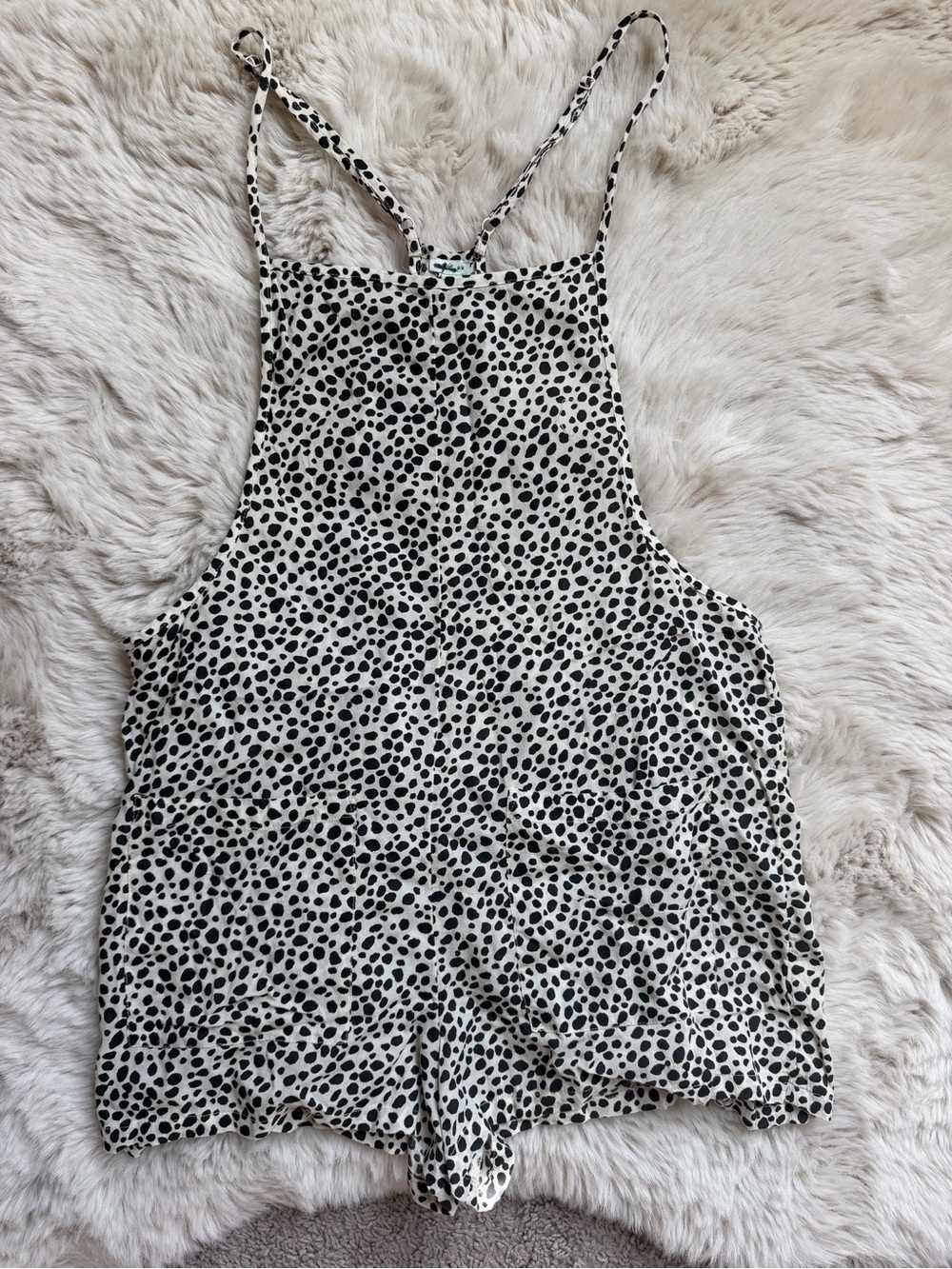 White and Black Spotted Women's Tank Romper
